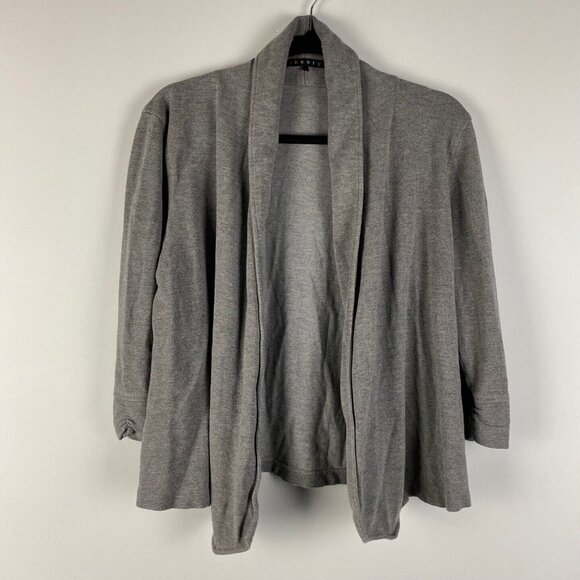 Theory Ashbey Blazer Cardigan Size Medium Gray Open Front 3/4 Sleeves - Picture 1 of 9